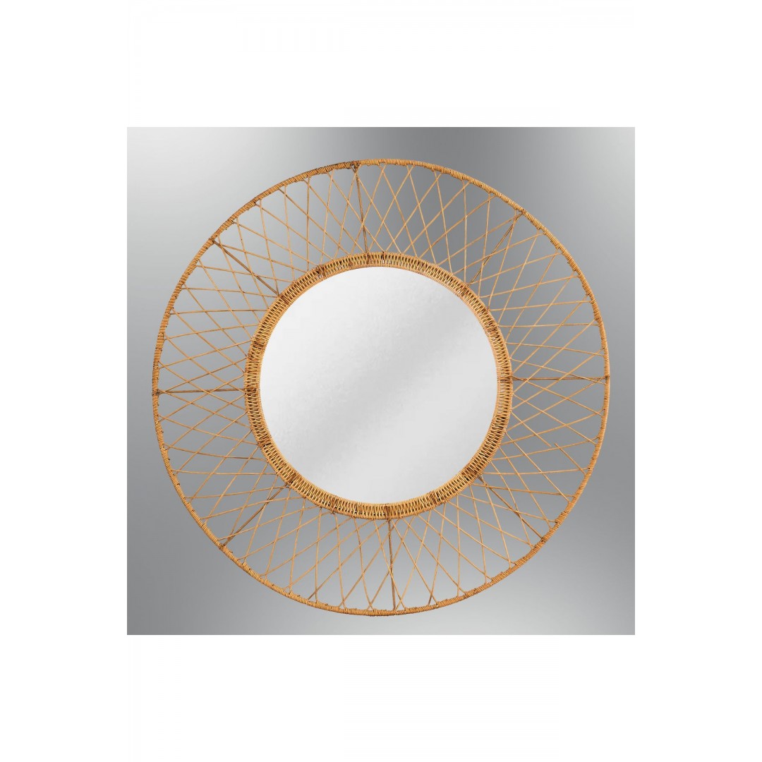 Yuvarlak Rattan Ayna 75*40 AYDINLATMA