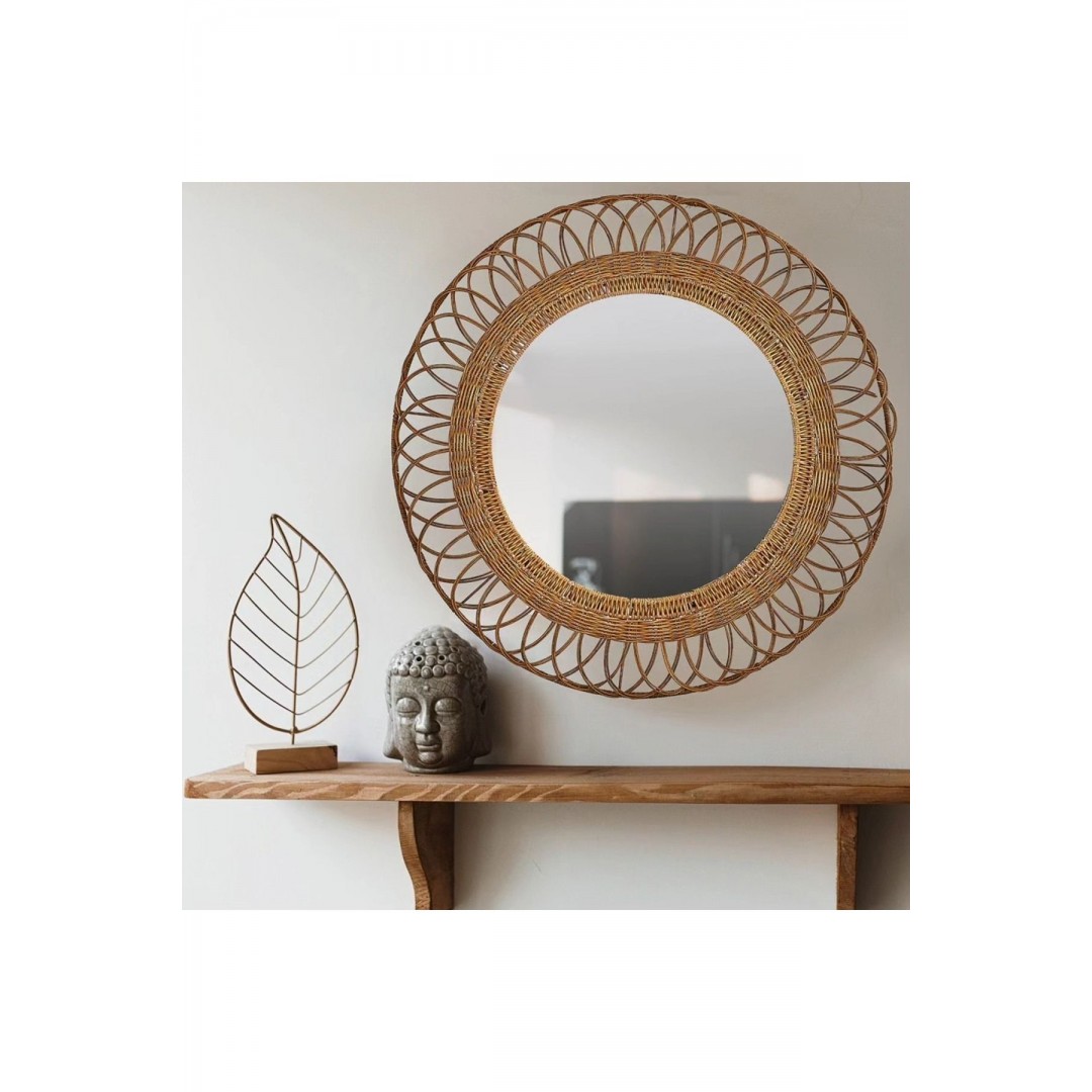Yuvarlak Rattan Ayna 65*40 AYDINLATMA