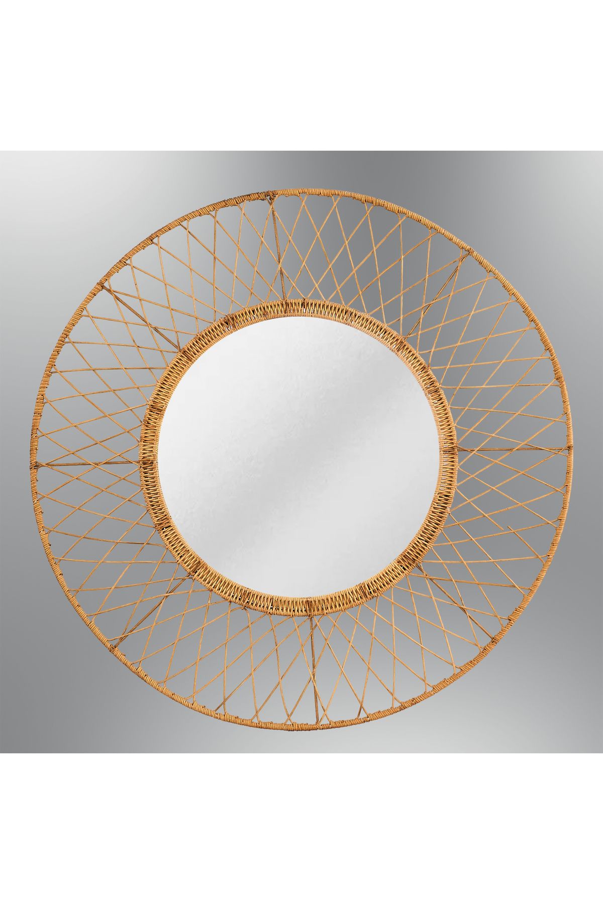 Yuvarlak Rattan Ayna 75*40 AYDINLATMA