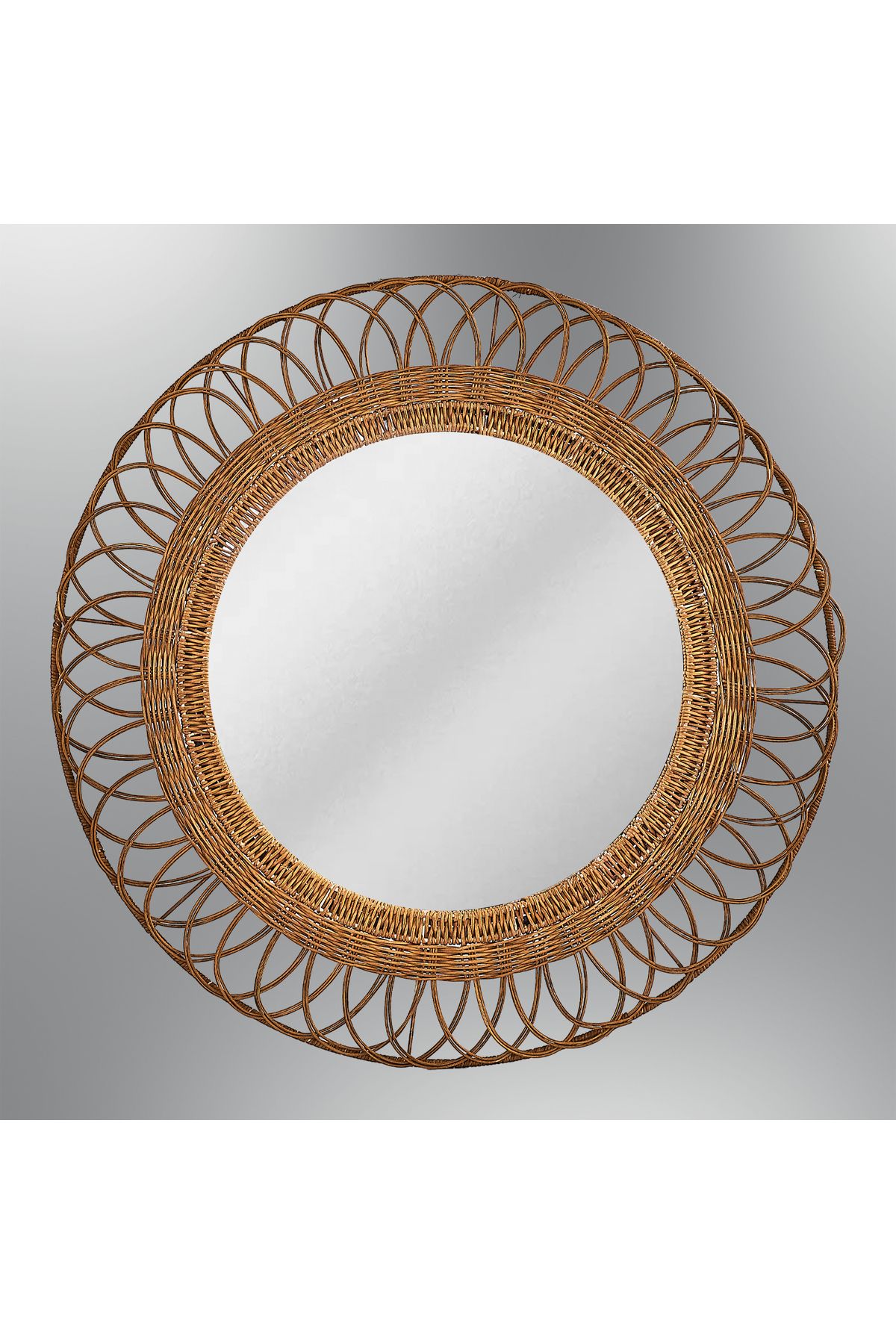 Yuvarlak Rattan Ayna 65*40 AYDINLATMA